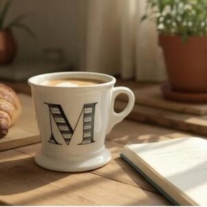 Anthropologie Monogram Initial Letter M Coffee Tea Mug